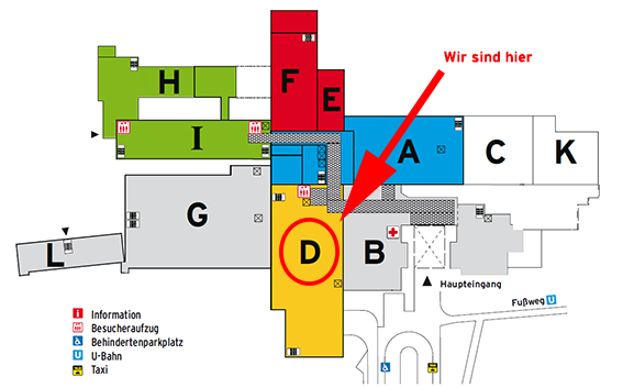 Grafik zeigt Wegeplan zur Ambulanz der Gefäßchirurgie