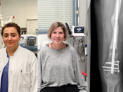 Astrid Nentwich und Fachärztin Dr. Fatma Topcuoglu mit einem Röntgenbild