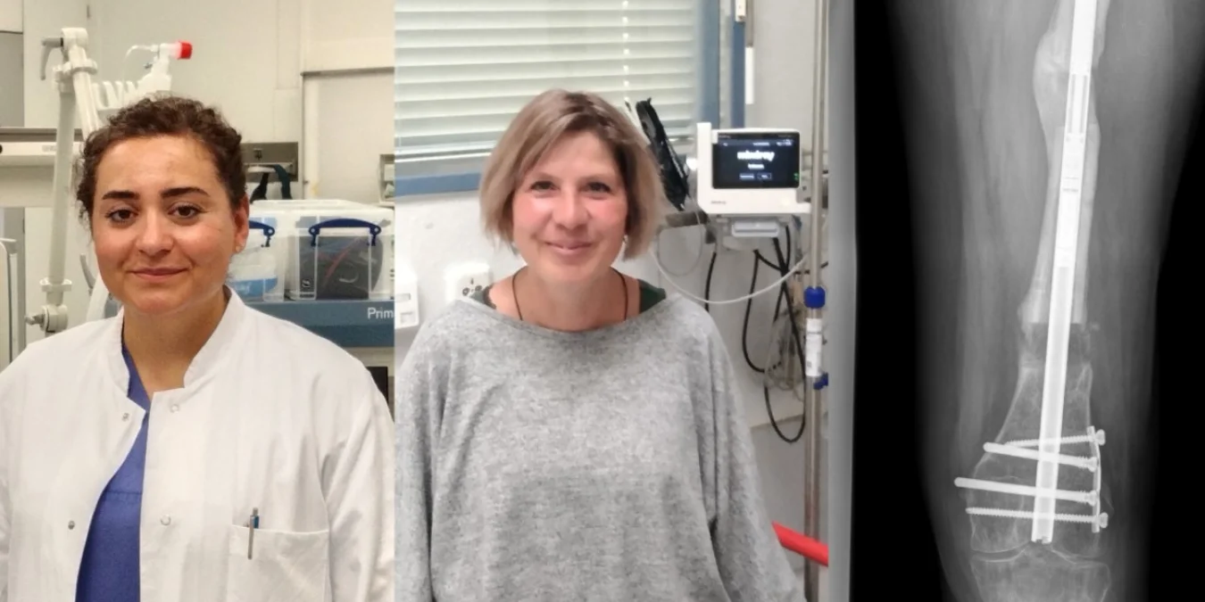 Astrid Nentwich und Fachärztin Dr. Fatma Topcuoglu mit einem Röntgenbild