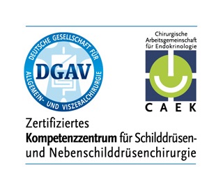 Grafik zeigt Logo der DAGV (Zertifiziertes Kompetenzzentrum für Schilddrüsen- und Nebenschilddrüsenchirurgie)