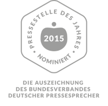 Top-3 zur "Pressestelle des Jahres 2015" (Kategorie: Politik / Verwaltung) laut Bundesverband Deutscher Pressesprecher