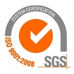 Grafik zeigt Logo der SGS (System Certification ISO 9001:2008)