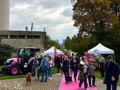 Stände zum Pinktober-Aktionstag vor dem Florianturm